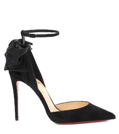 Shop Christian Louboutin Theresa Nodo 100 Suede Pumps In Black