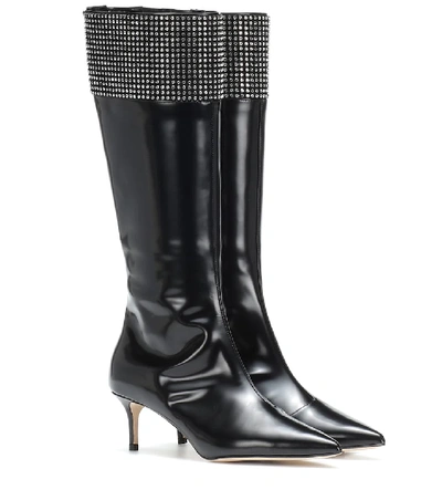 Shop Christopher Kane Embellished Leather Knee-high Boots In Black