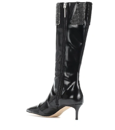 Shop Christopher Kane Embellished Leather Knee-high Boots In Black