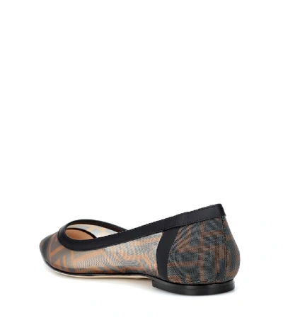 Shop Fendi Colibrì Mesh Ballet Flats In Brown