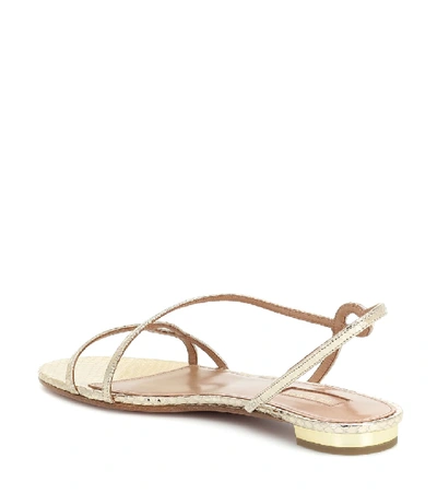 Shop Aquazzura Serpentine Leather Sandals In Silver