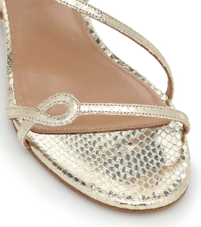 Shop Aquazzura Serpentine Leather Sandals In Silver