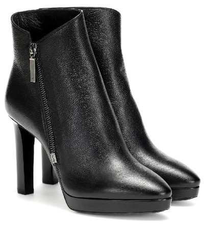 Shop Saint Laurent Hall 105 Leather Ankle Boots In Black