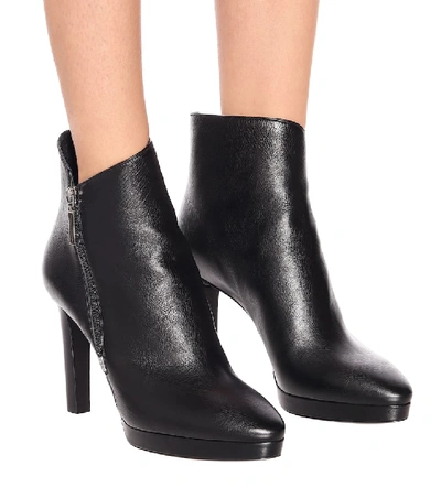 Shop Saint Laurent Hall 105 Leather Ankle Boots In Black