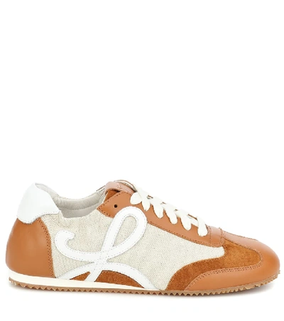 Shop Loewe Ballet Runner Nylon And Leather Sneakers In Brown