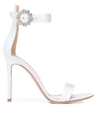 Shop Gianvito Rossi Portofino 105 Satin Sandals In White