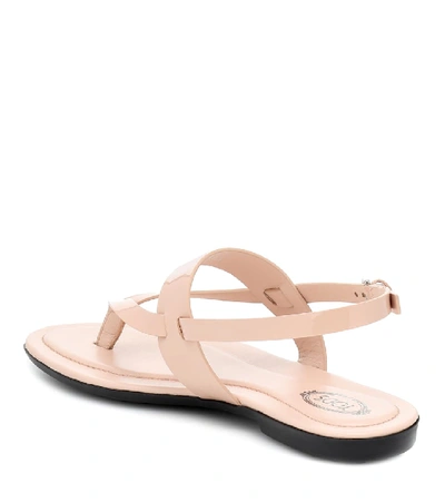 Shop Tod's Patent-leather Thong Sandals In Pink