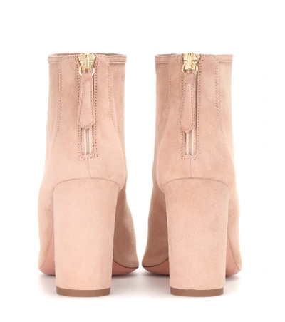 Shop Aquazzura Downtown 85 Suede Boots In Pink
