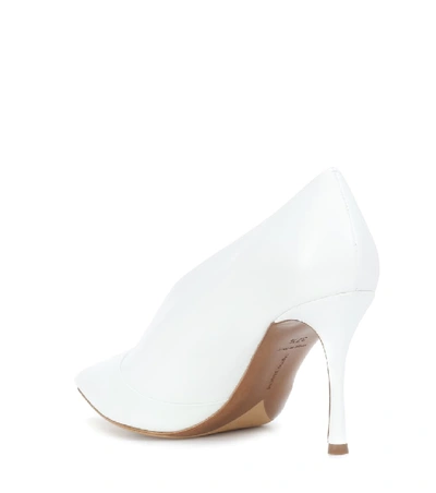 Shop Tabitha Simmons Strike Leather Pumps In White