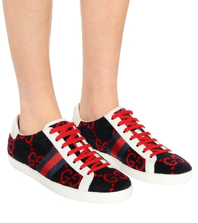 Shop Gucci Ace Gg Terry Cloth Sneakers In Multicoloured