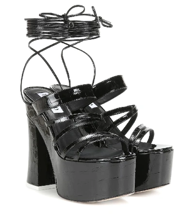 Shop Attico Patent Leather Platform Sandals In Black