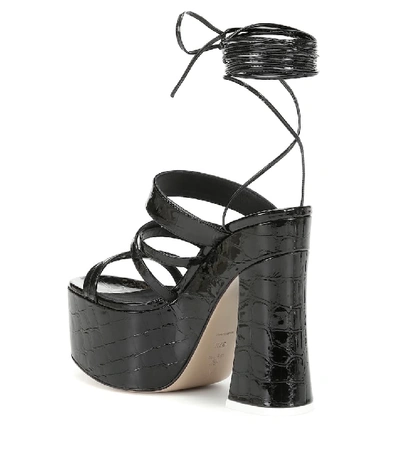 Shop Attico Patent Leather Platform Sandals In Black