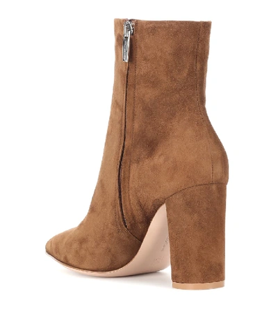 Shop Gianvito Rossi Piper 85 Suede Ankle Boots In Brown