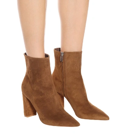 Shop Gianvito Rossi Piper 85 Suede Ankle Boots In Brown