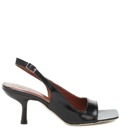 Shop By Far Lopez Leather Sandals In Black