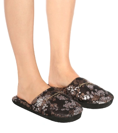 Shop Gianvito Rossi Exlusive To Mytheresa.com - Jacquard Slippers In Black