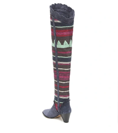 Shop Isabel Marant Luiz Suede Over-the-knee Boots In Multicoloured