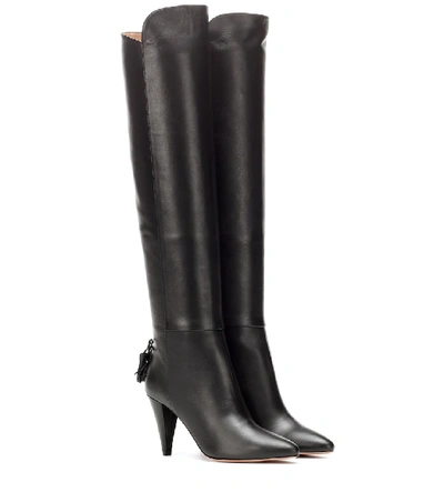 Shop Aquazzura Knee-high Leather Boots In Black