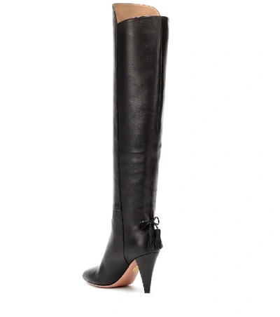 Shop Aquazzura Knee-high Leather Boots In Black