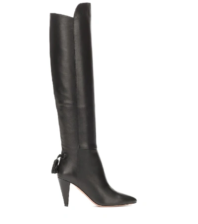 Shop Aquazzura Knee-high Leather Boots In Black