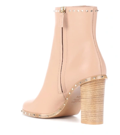 Shop Valentino Leather Ankle Boots In Neutrals