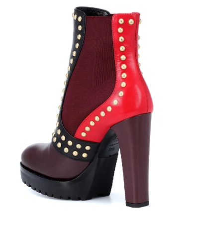 Shop Alexander Mcqueen Embellished Leather Ankle Boots In Multicoloured