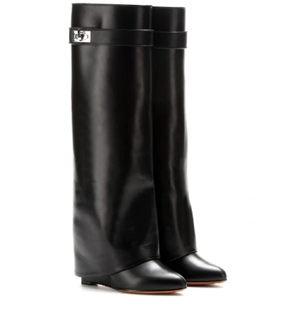 Shop Givenchy Leather Wedge Boots In Black