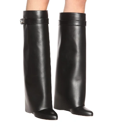 Shop Givenchy Leather Wedge Boots In Black