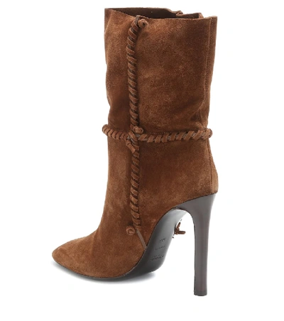 Shop Saint Laurent Mica 105 Suede Ankle Boots In Brown