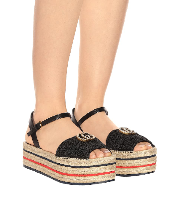 gucci crochet platform espadrille