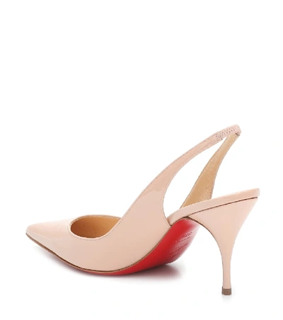 Shop Christian Louboutin Clare Sling 80 Patent Leather Pumps In Beige