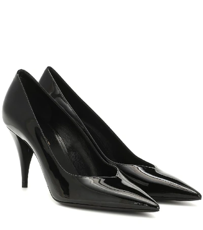 Shop Saint Laurent Kiki 85 Patent-leather Pumps In Black