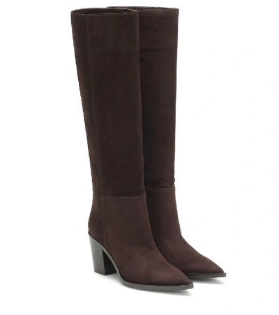 Shop Gianvito Rossi Daenerys 70 Suede Knee-high Boots In Brown