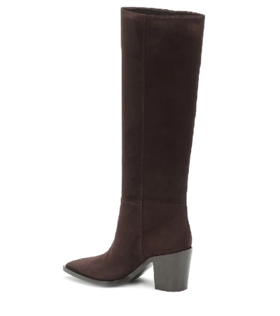 Shop Gianvito Rossi Daenerys 70 Suede Knee-high Boots In Brown