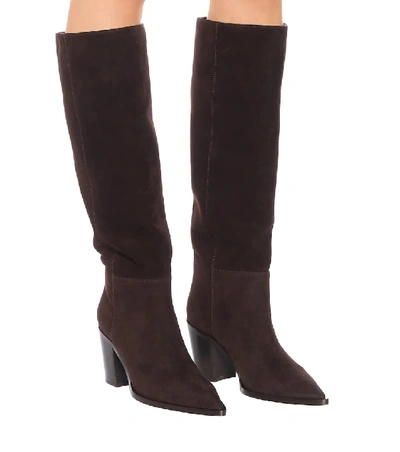 Shop Gianvito Rossi Daenerys 70 Suede Knee-high Boots In Brown