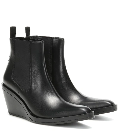 Shop Acne Studios Bleeker Leather Wedge Ankle Boots In Black