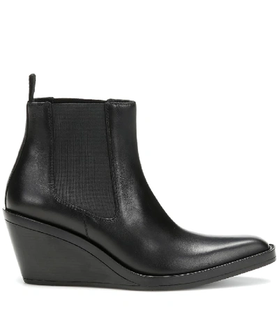 Shop Acne Studios Bleeker Leather Wedge Ankle Boots In Black