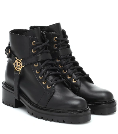 Shop Balmain Ranger Leather Ankle Boots In Black