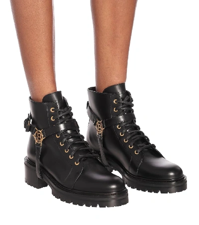 Shop Balmain Ranger Leather Ankle Boots In Black