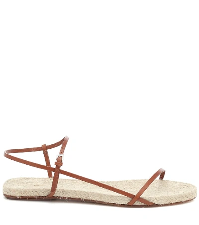 Shop The Row Bare Leather And Raffia Sandals In Brown