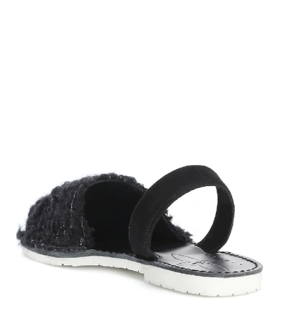 Shop Del Rio London Wool And Suede Sandals In Black