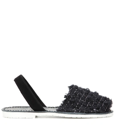 Shop Del Rio London Wool And Suede Sandals In Black