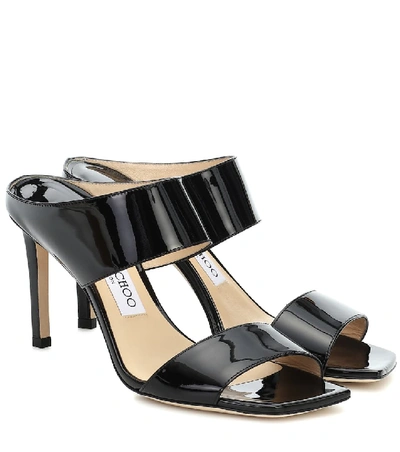 Shop Jimmy Choo Hira 85 Patent Leather Sandals In Black