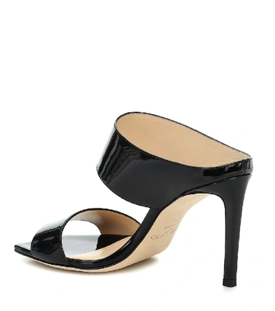 Shop Jimmy Choo Hira 85 Patent Leather Sandals In Black