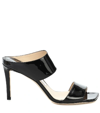 Shop Jimmy Choo Hira 85 Patent Leather Sandals In Black