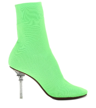 Shop Vetements Eiffel Tower Sock Ankle Boots In Green