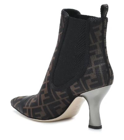 Shop Fendi Colibrì Mesh Ankle Boots In Brown