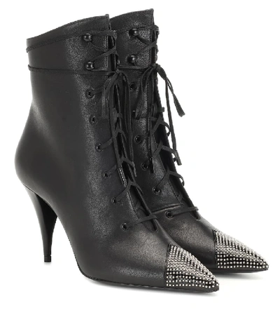 Shop Saint Laurent Kiki 100 Leather Ankle Boots In Black