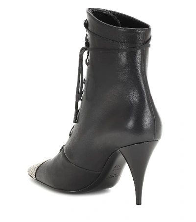 Shop Saint Laurent Kiki 100 Leather Ankle Boots In Black