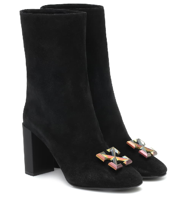 off white suede ankle boots